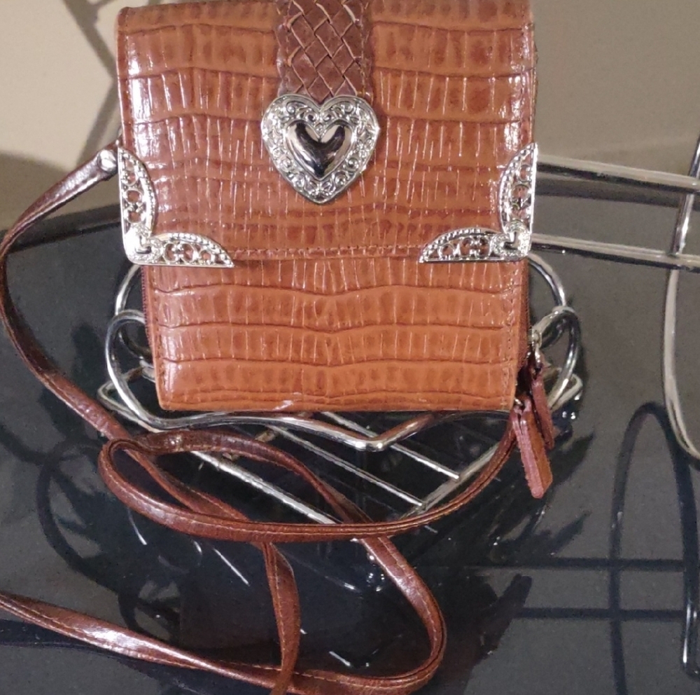 Brighton Small Wallet Purse Crocodile Pattern Crossbody Bag